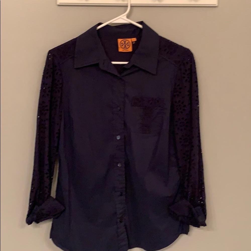Tory Burch cotton eyelet back blouse